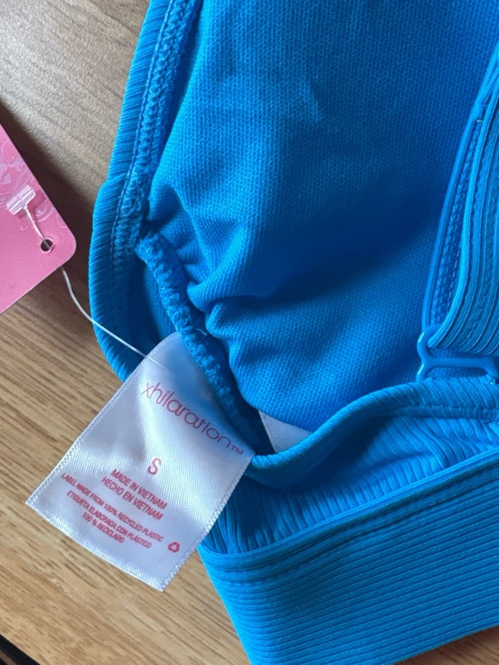 Target Bright Blue Ribbed Triangle Bikini Top - Picture 4 of 5